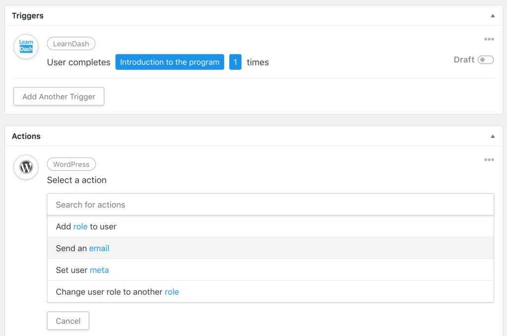 automator recipe creation screen