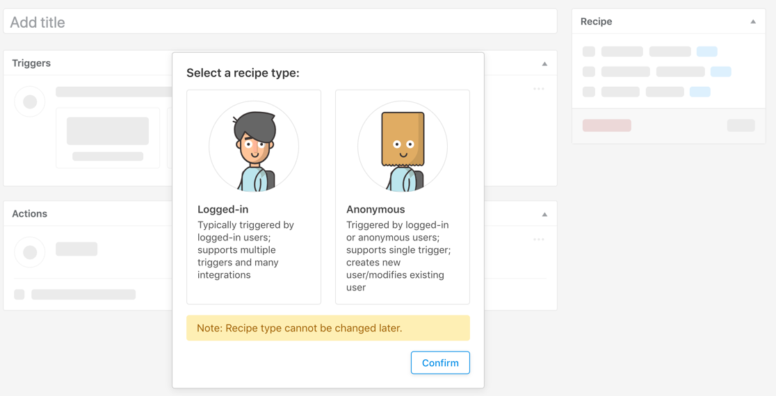 Anonymous or Logged In Recipes