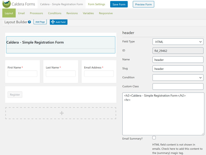 Caldera Forms form builder