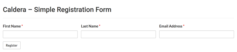 Simple registration form using Caldera Forms
