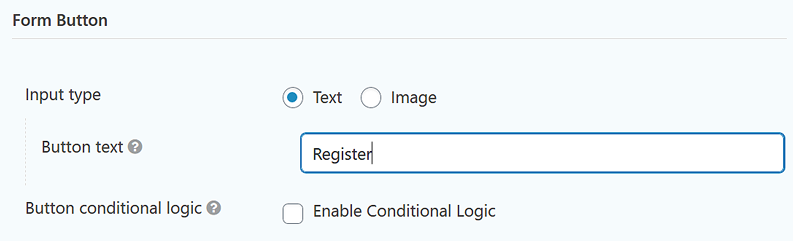 Gravity Forms button settings