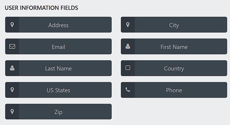 Ninja Forms user information fields