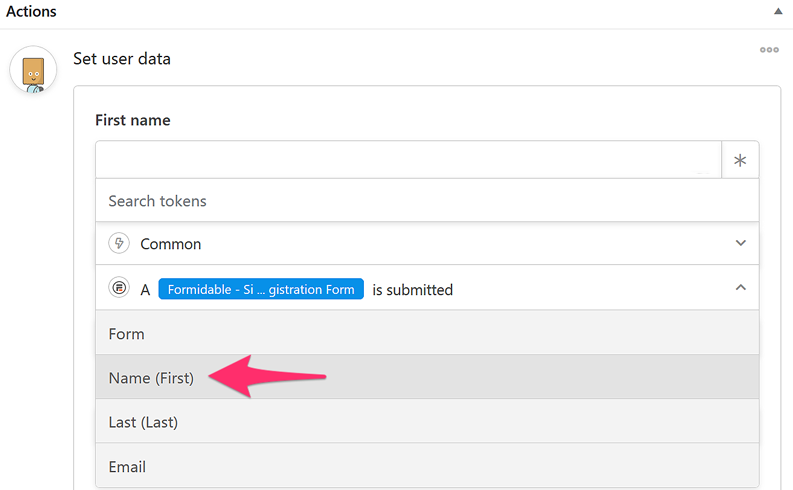 Automator set user data from a Formidable Forms form