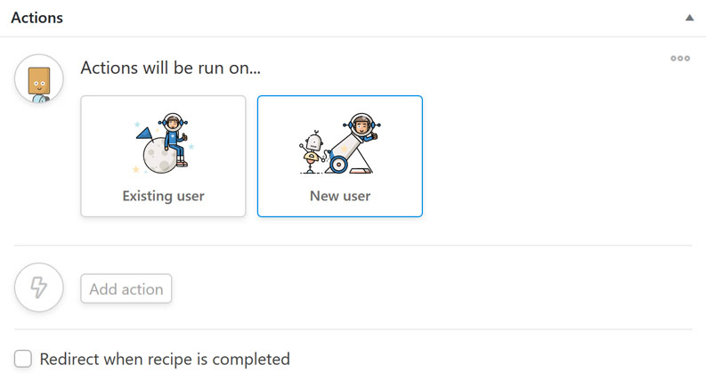 New user selection action for Uncanny Automator recipe