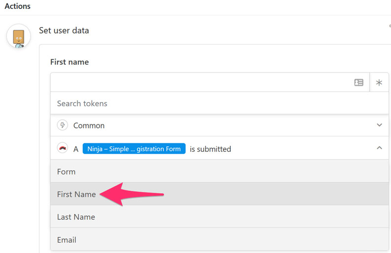 Automator recipe action set user first name