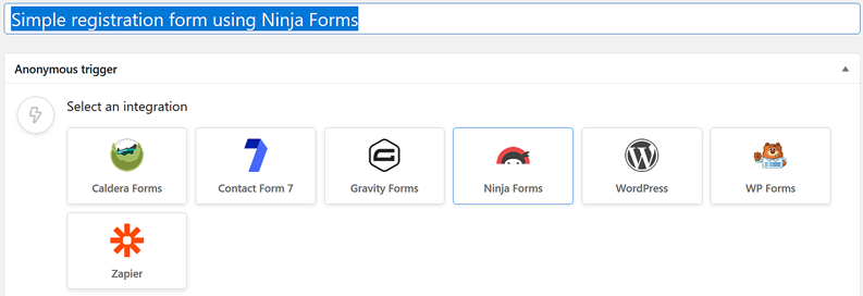 Automator Ninja Forms trigger