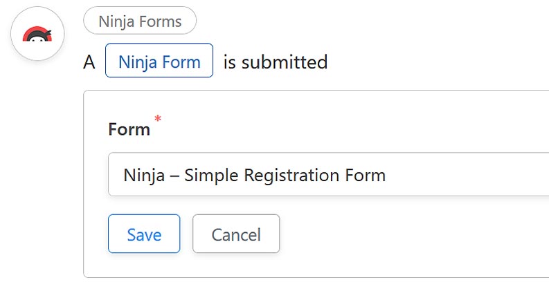 Automator trigger Ninja Form selection