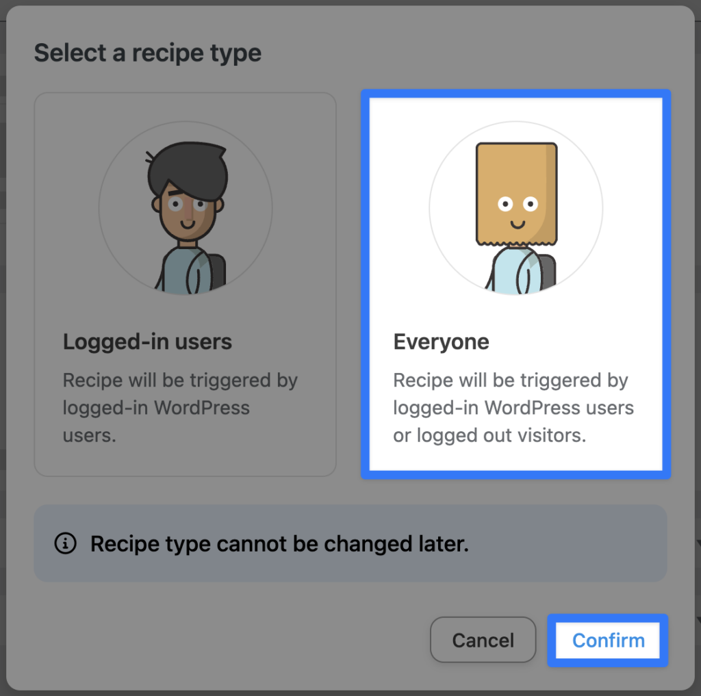 automator recipe type selector everyone