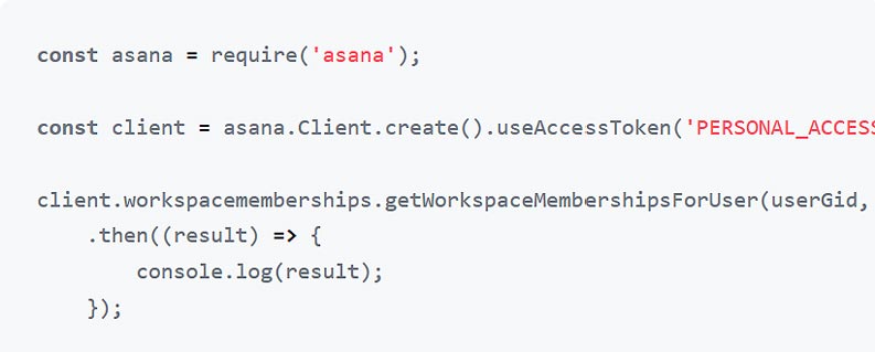Asana API code snippet