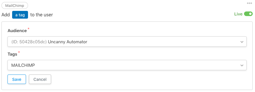 Add a Mailchimp tag from WordPress