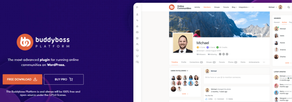 The BuddyBoss platform download page.