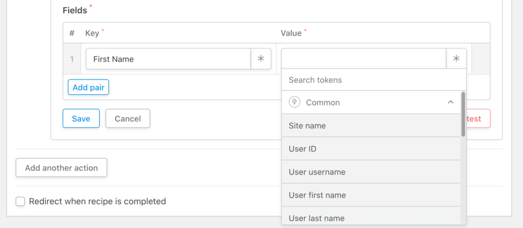 The Uncanny Automator token settings. 