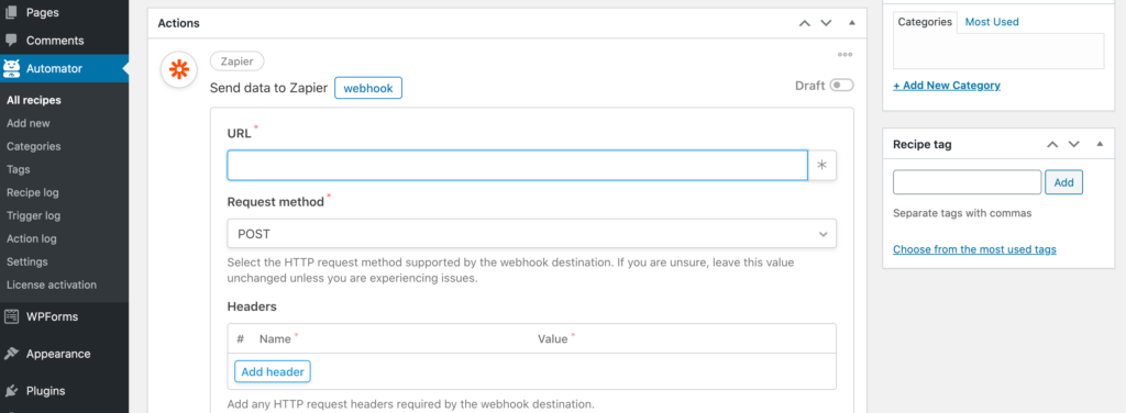 The Uncanny Automator plugin menu in WordPress.