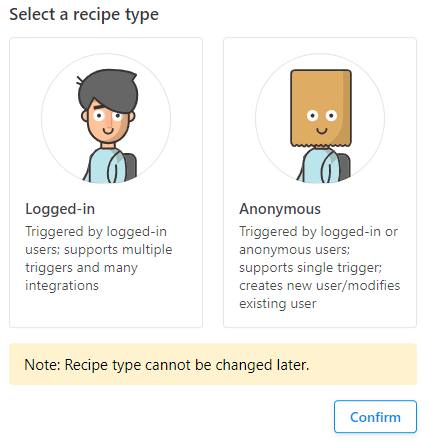 Selecting a recipe type