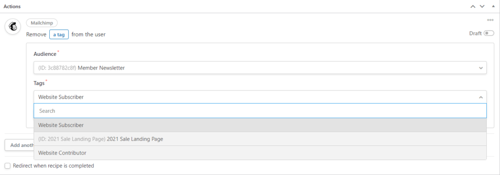 Removing a tag from a user