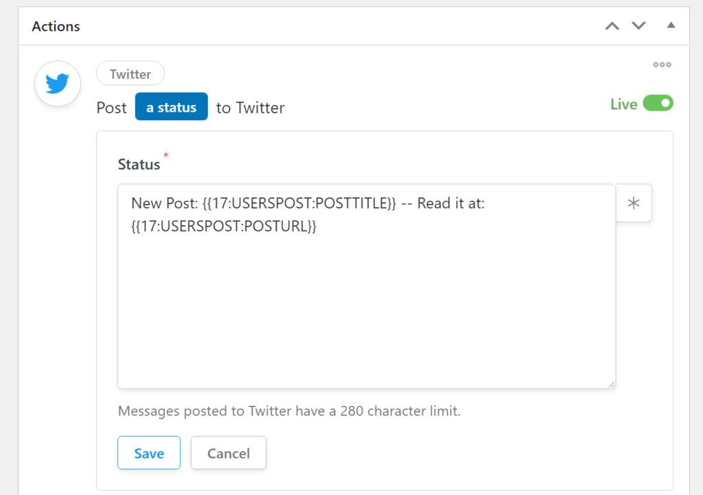Example of Twitter message