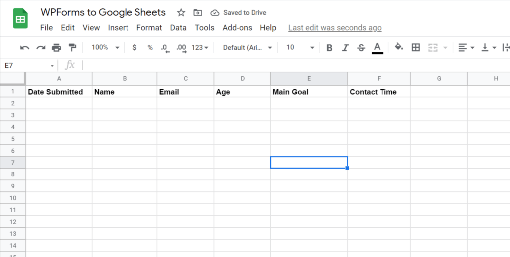 Spreadsheet in Google Sheets