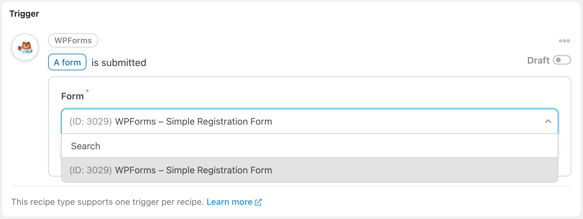 Automator everyone recipe trigger for a WPForms submission
