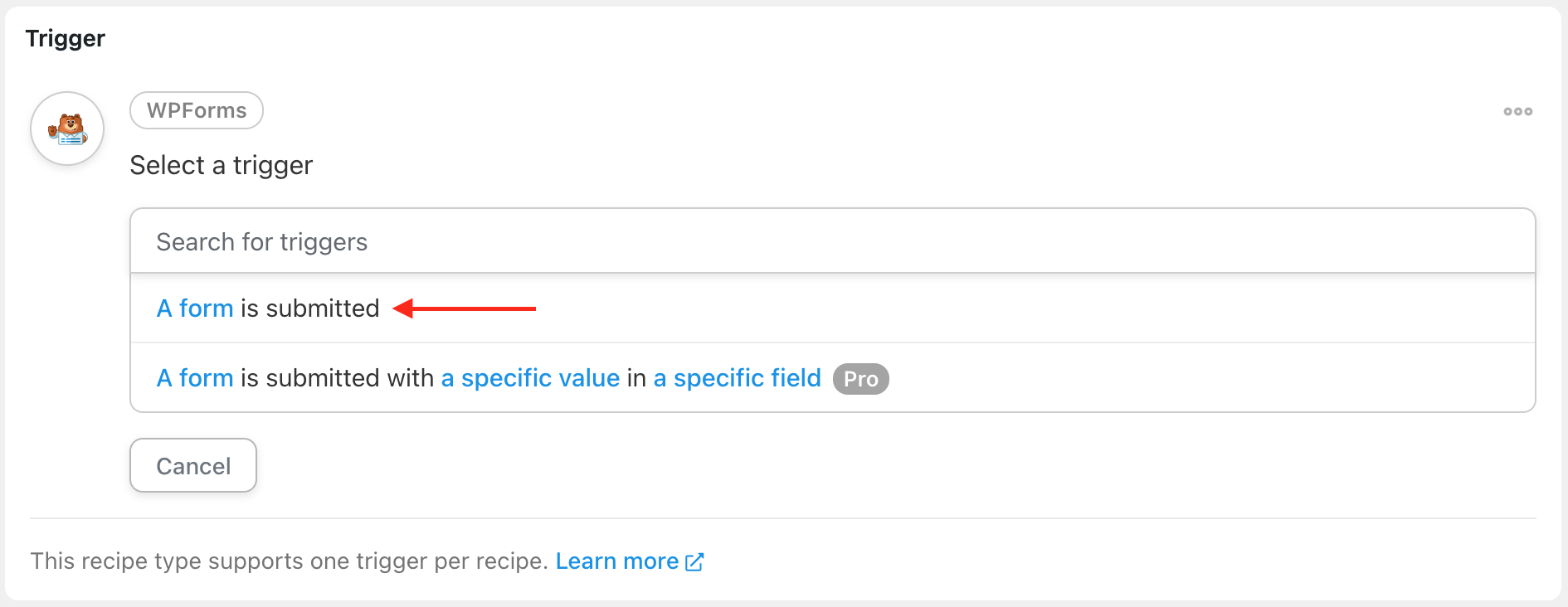 Automator everyone recipe trigger for a WPForms submission