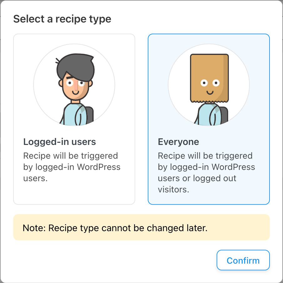 Uncanny Automator everyone recipe type selected