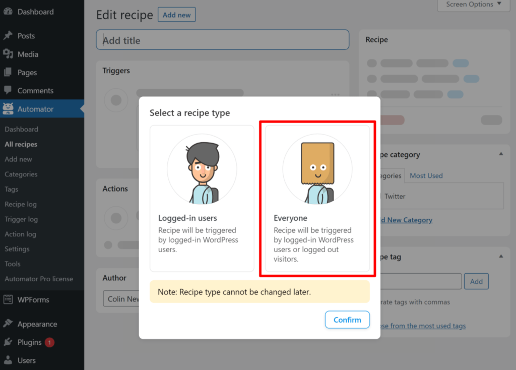 Everyone recipe type
