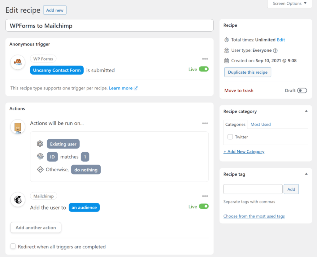 Connecting WPForms to Mailchimp