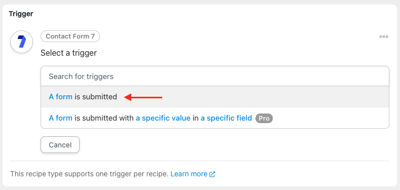 Automator Contact Form 7 trigger