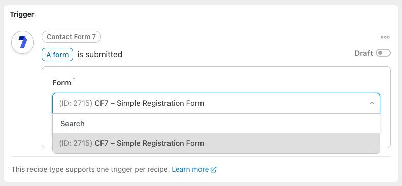 Automator Contact Form 7 trigger