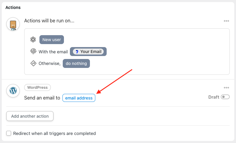 Automator WordPress action