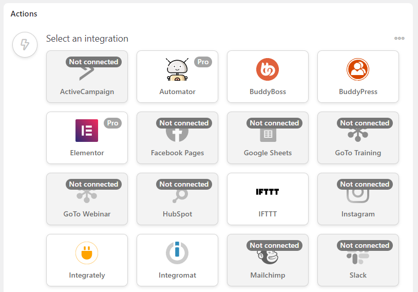 The Actions section in Automator