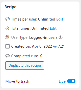 Publishing the new recipe