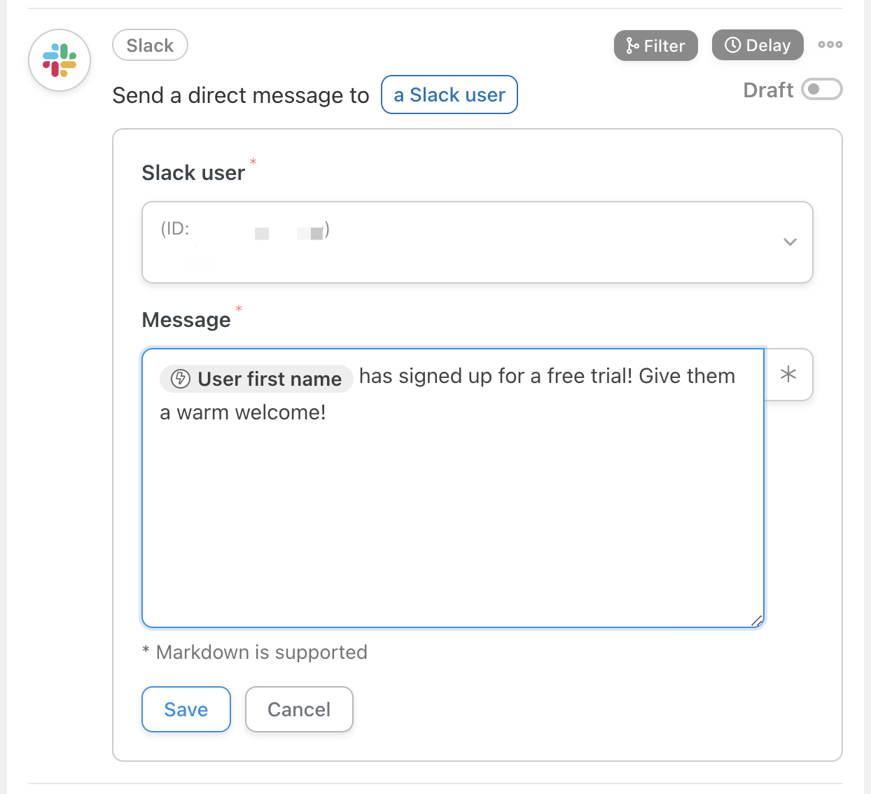 Automator Slack Action