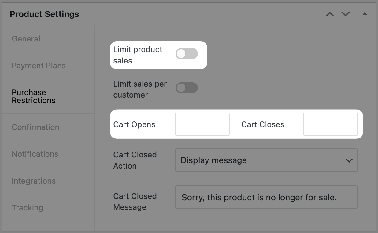 Studiocart Product Restrictions