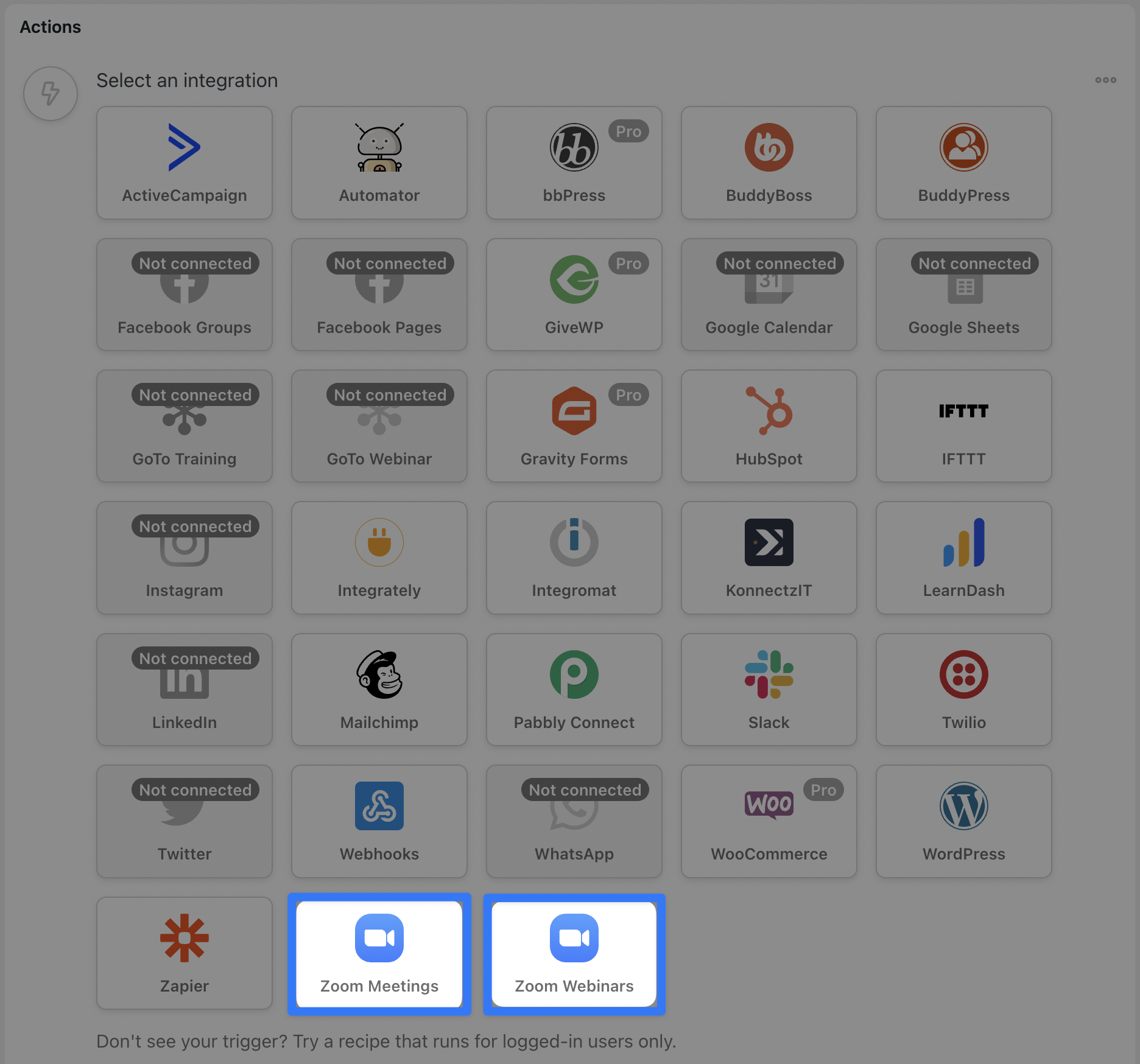 Automator Action Selector Zoom