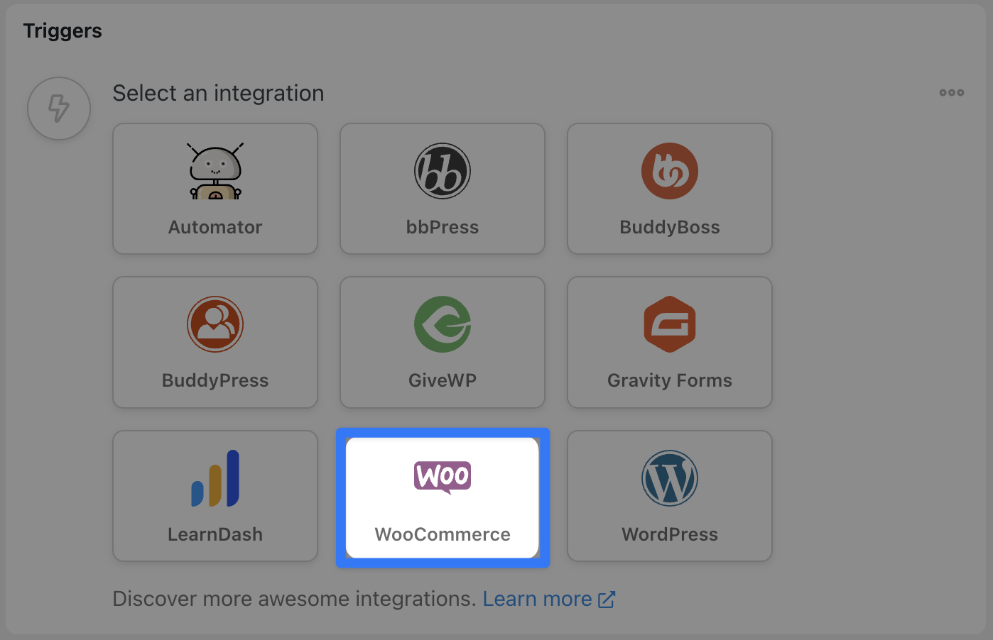 Automator Trigger Selector WooCommerce