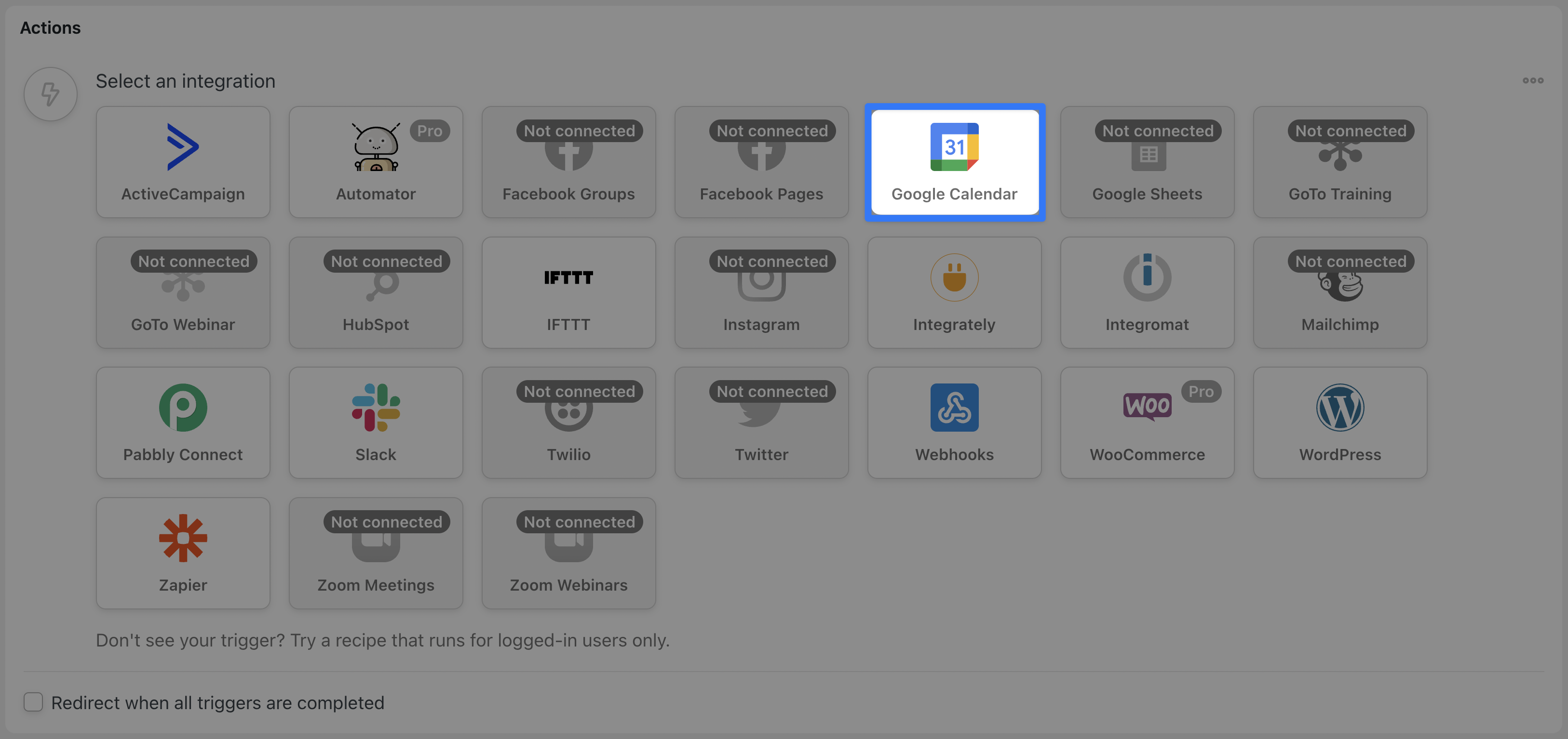 Automator Action Selector Window
