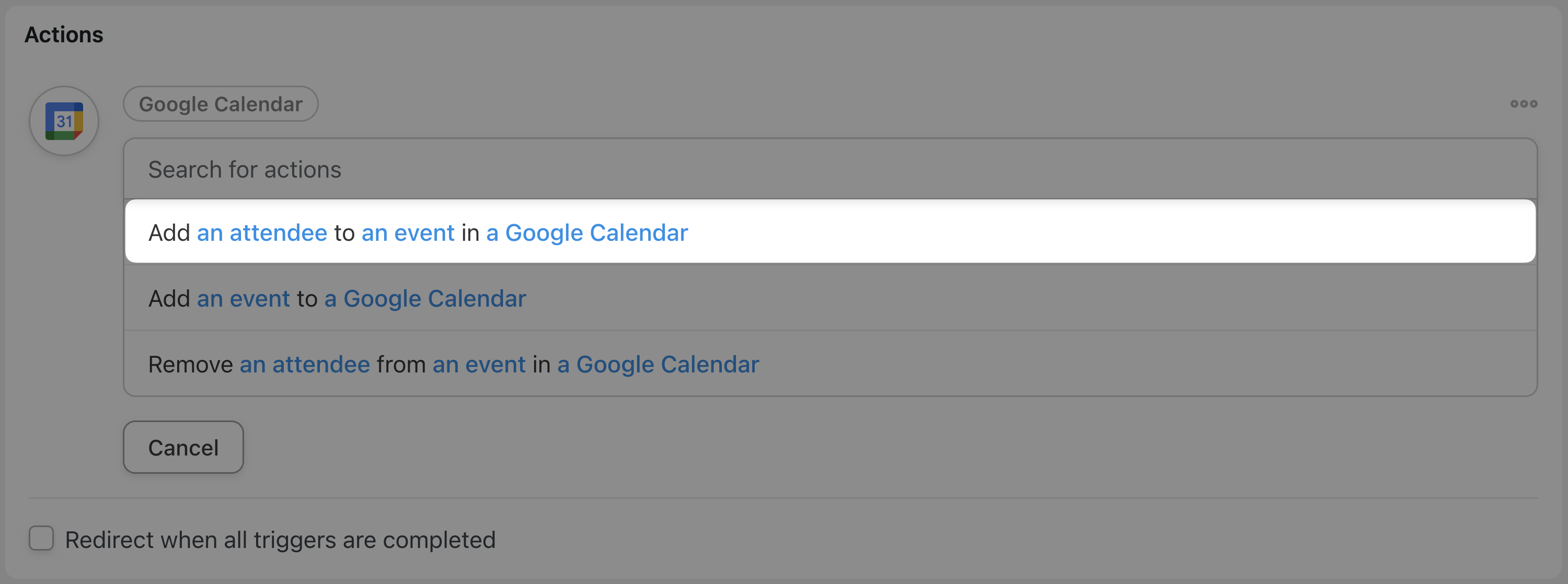 Automator Action Add an Attendee to an Event in a Google Calendar