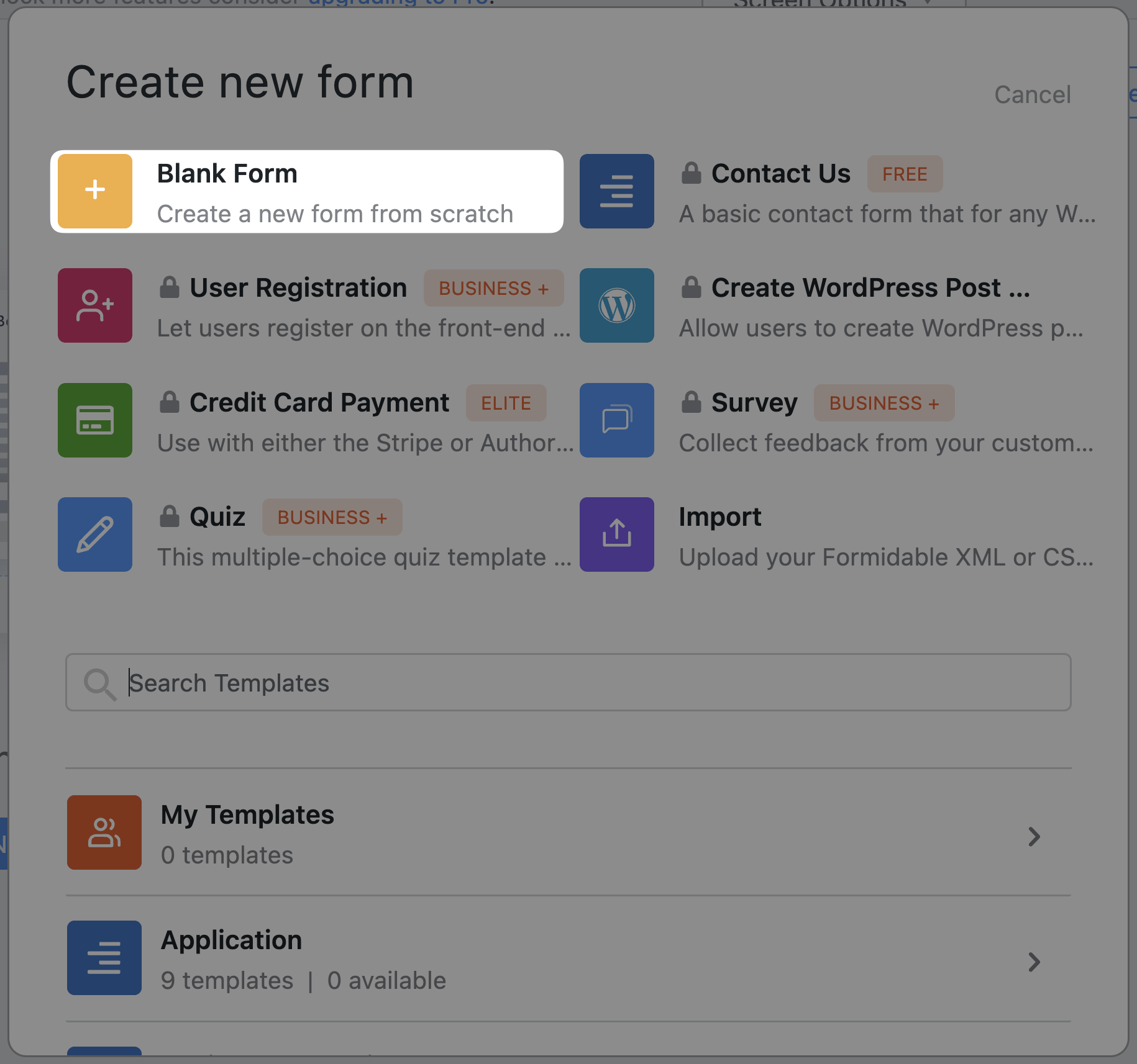 Formidable Forms Blank Form
