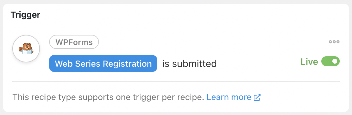 Automator WPForms Trigger Live