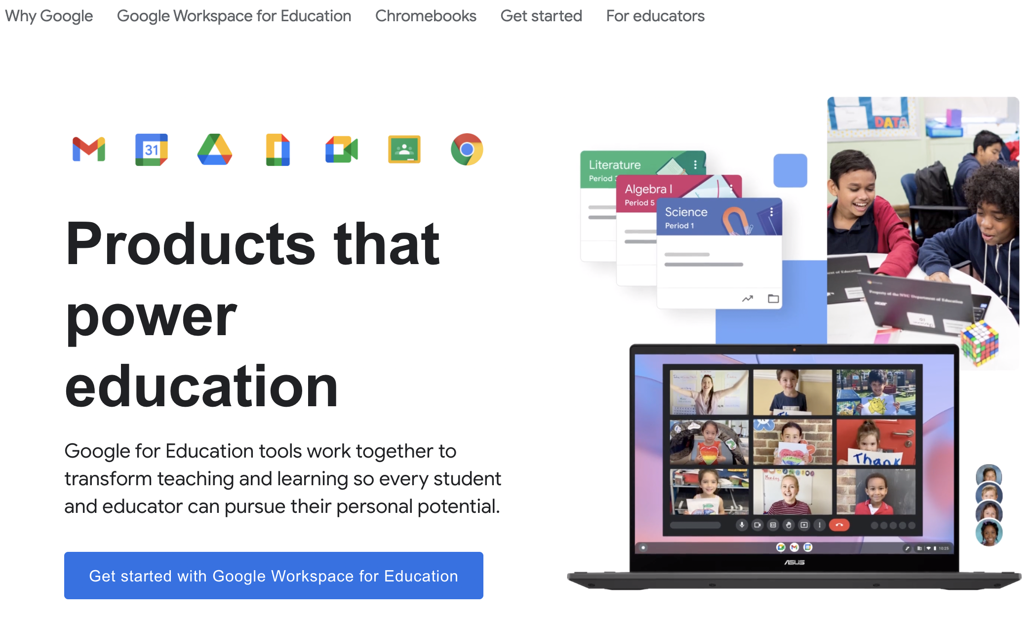 Google Workspace for Education Home Screen