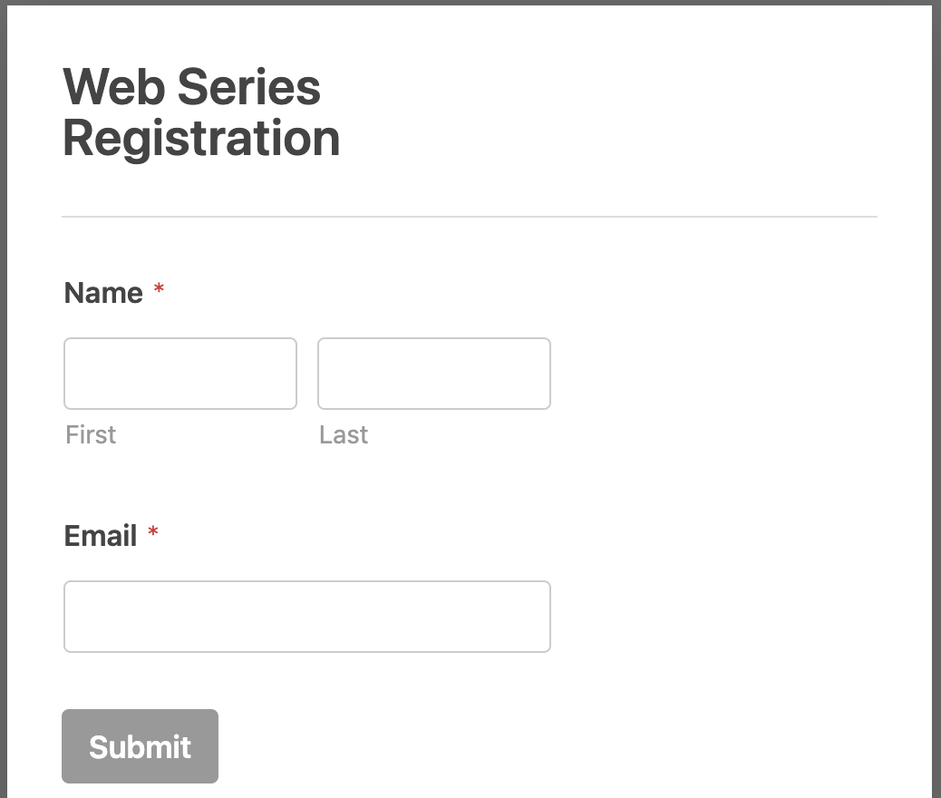 WPForms Name and Email Form
