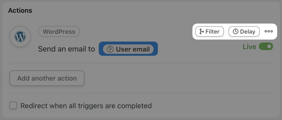 Automator Actions Filter and Delay Features