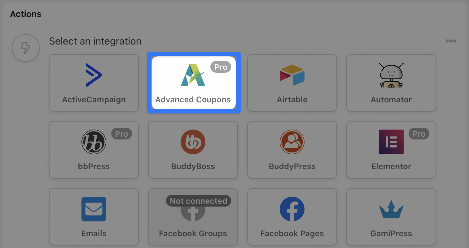 Automator Actions Menu Advanced Coupons