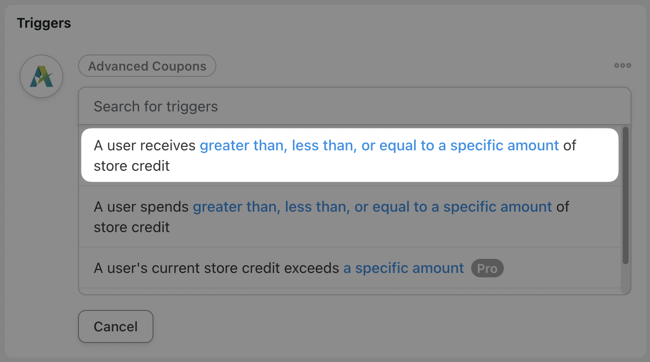 Automator Trigger Advanced Coupons Drop-Down List