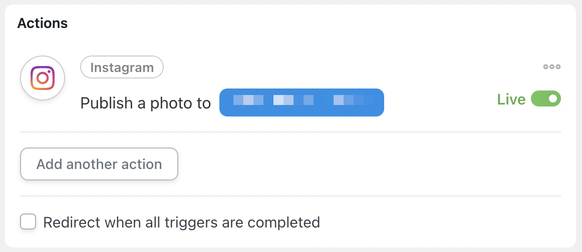 Automator Action Instagram Publish a post to...