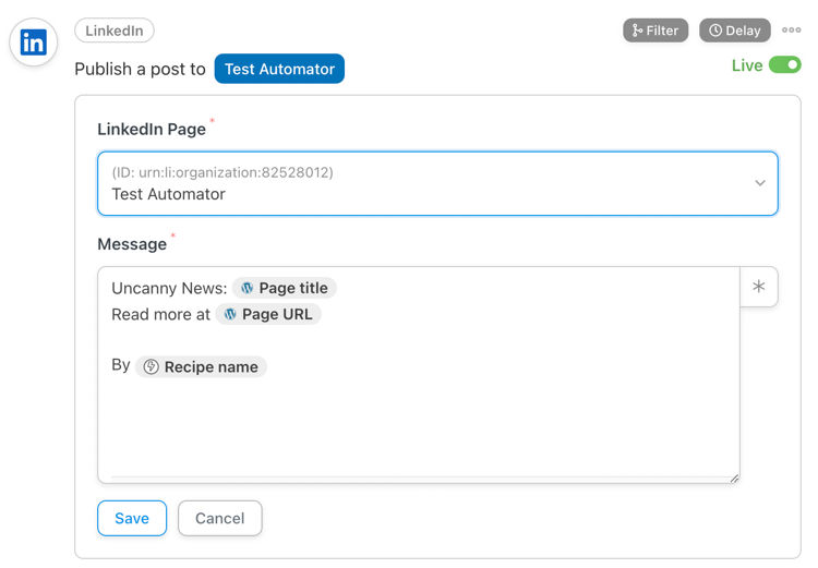 Post to LinkedIn from WordPress