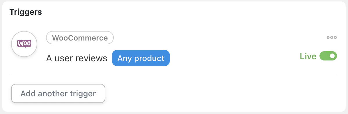 Automator Trigger WooCommerce A user reviews Any product