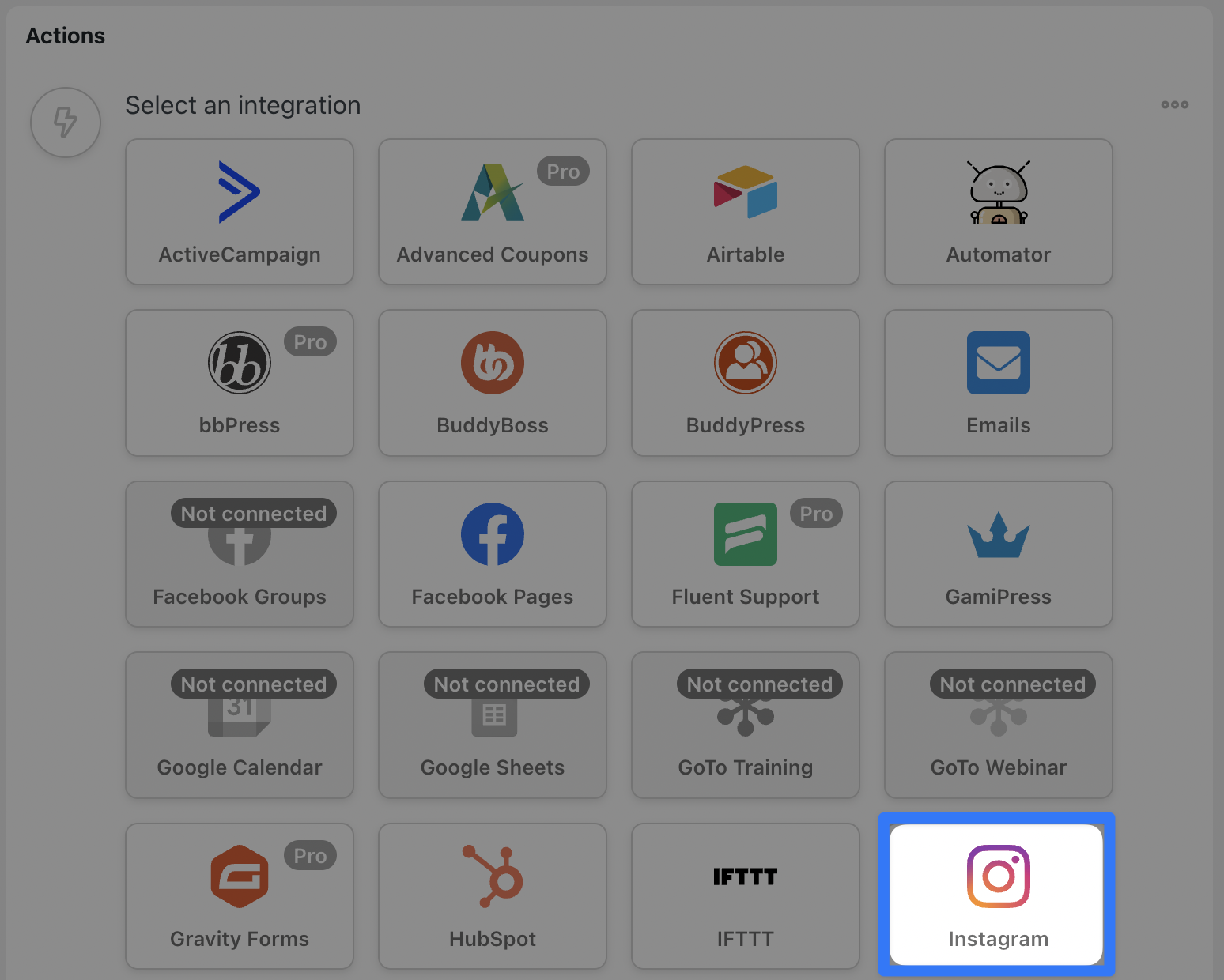Automator Actions Menu Instagram