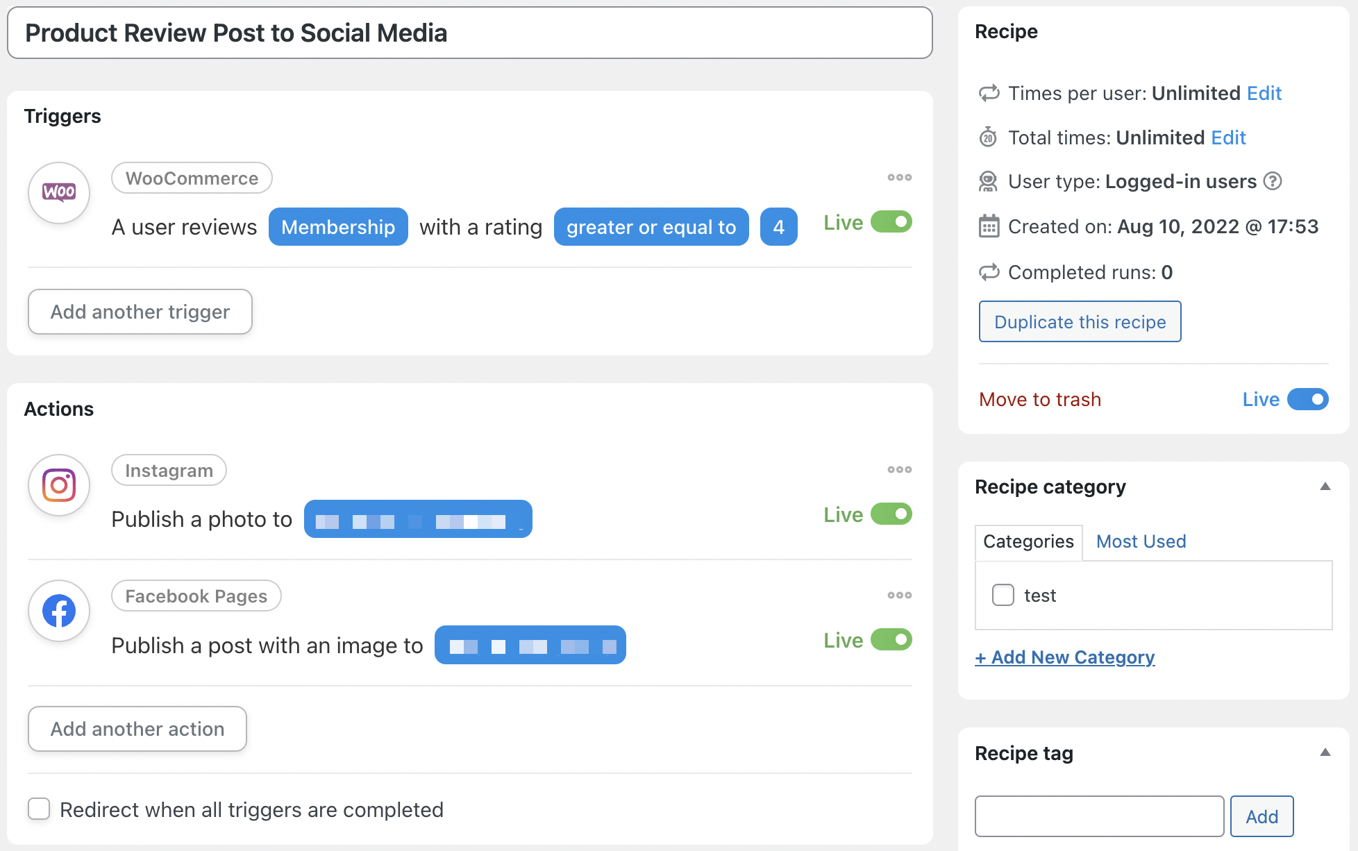 Automator Product Review Post to Social Media Recipe