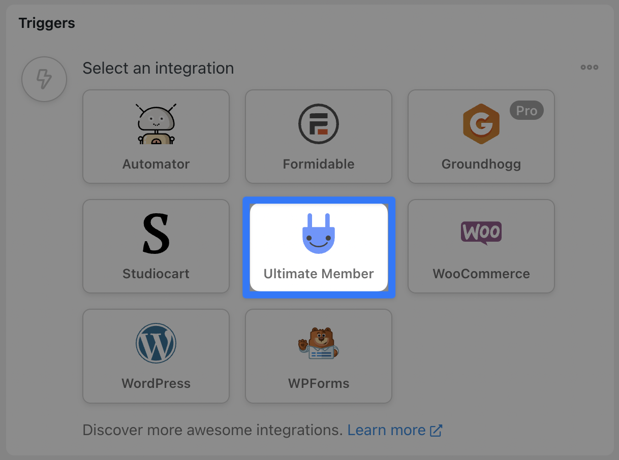 Automator Trigger Selector Ultimate Member